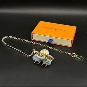 Louis Vuitton Gold and Light Blue Key Holder